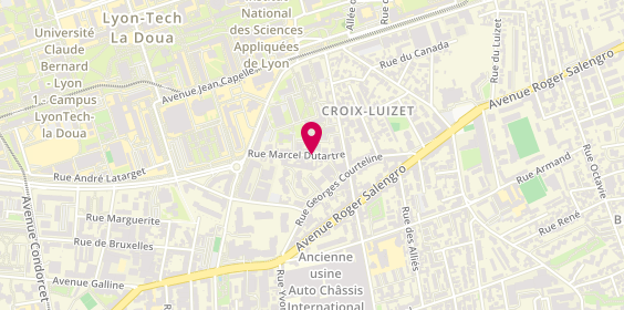 Plan de LZ AUTOS Garage de la Doua - Carosserie, 26 Rue Marcel Dutartre, 69100 Villeurbanne